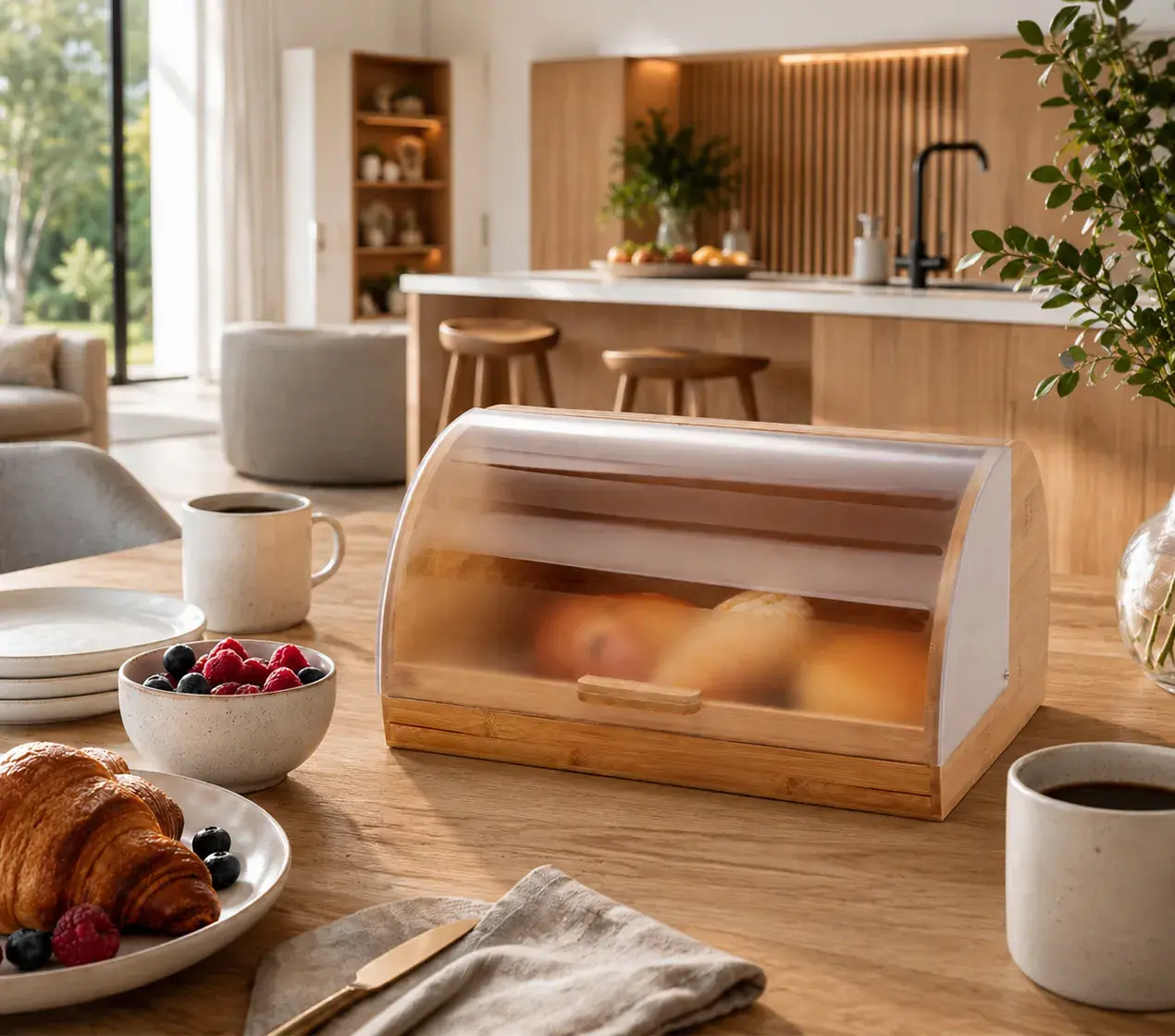 カントリーファニチャー　bread box Bamboo Bread Box 39.5X26.5X18.5cm | Espaço Casa