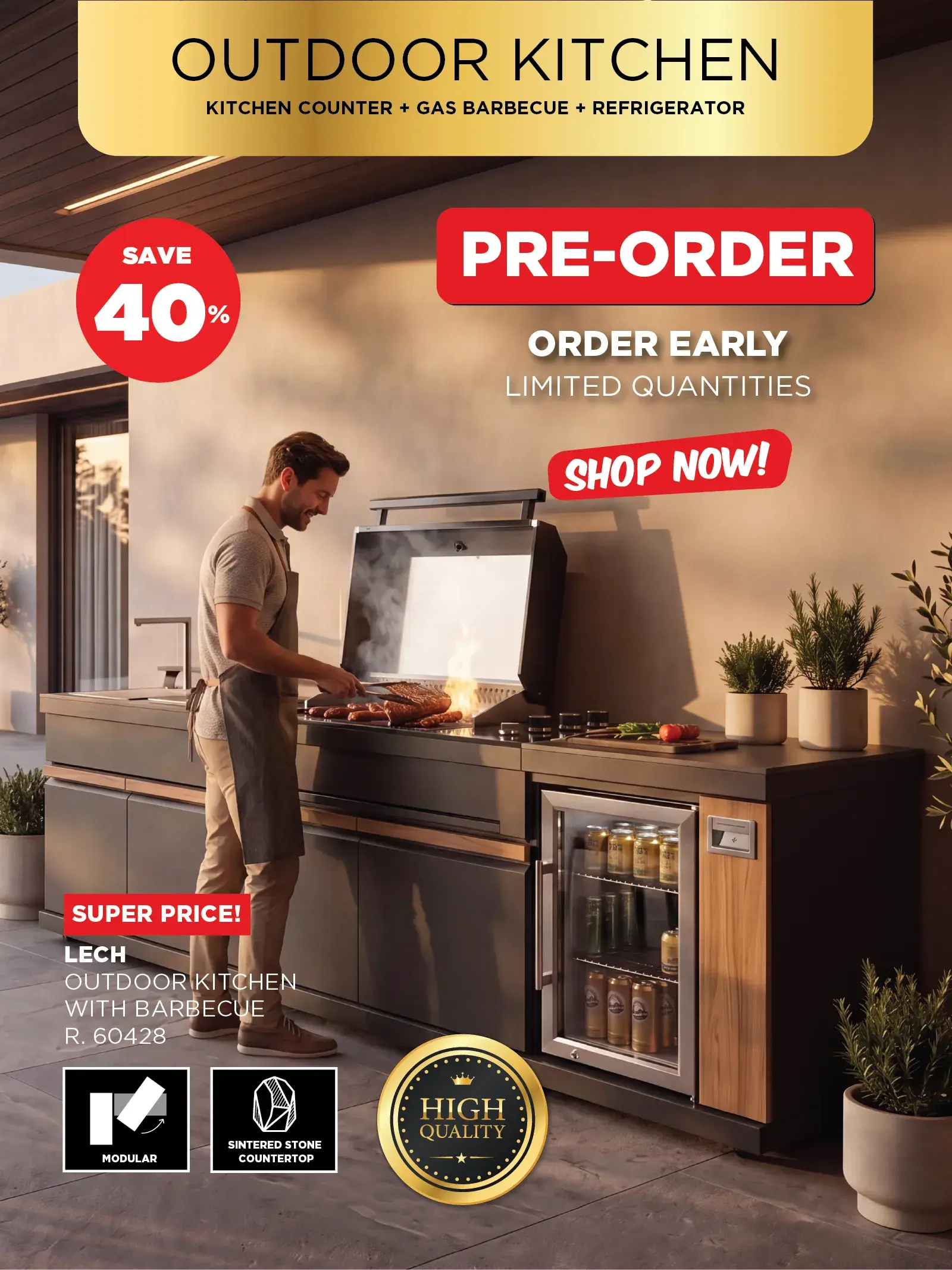 Lech Outdoor Kitchen with Barbecue Mobile | Pre-order